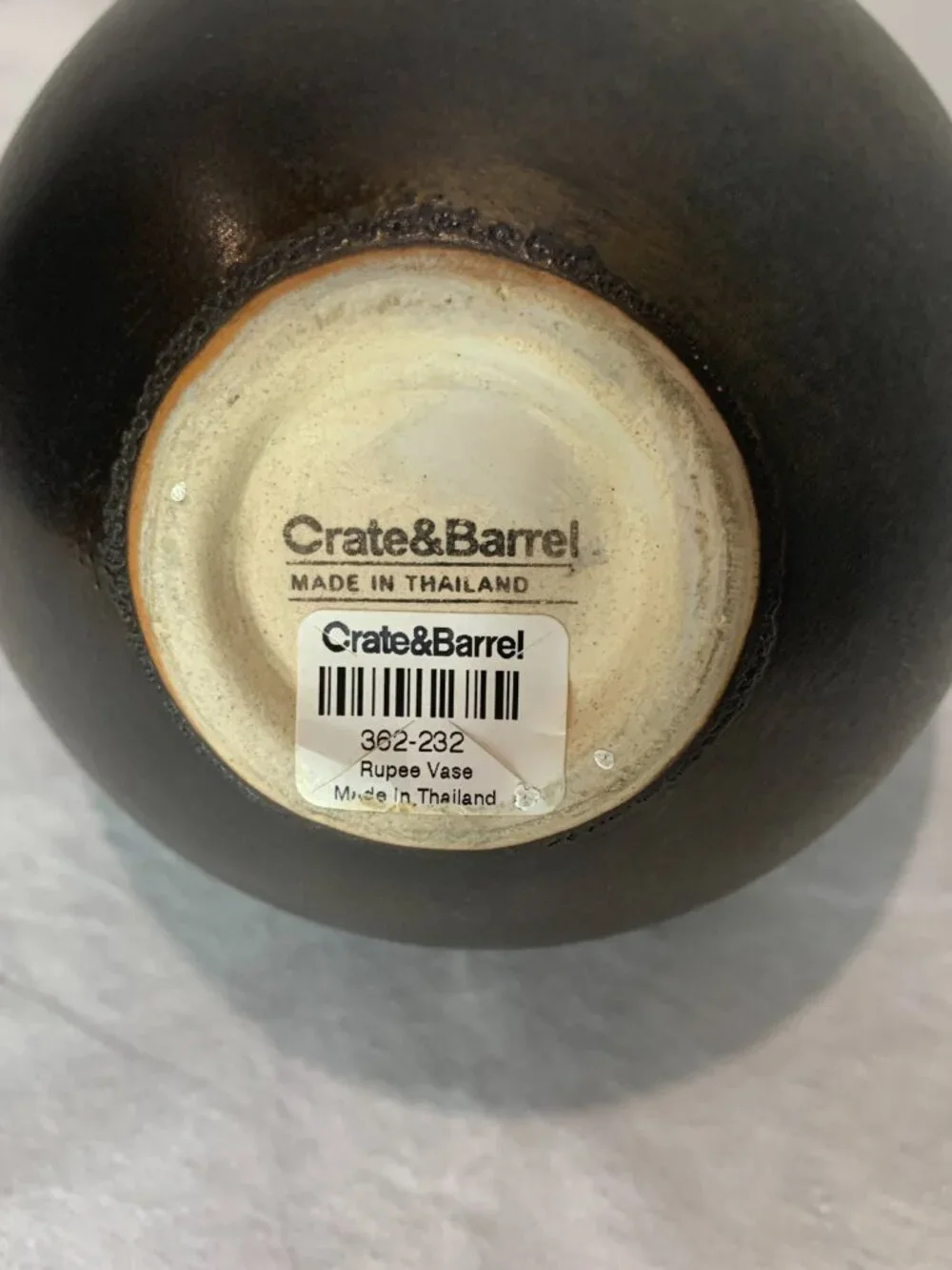 Crate and Barrel White Ceramic Vase Textured Ribbed Modern Home Decor 9.5”